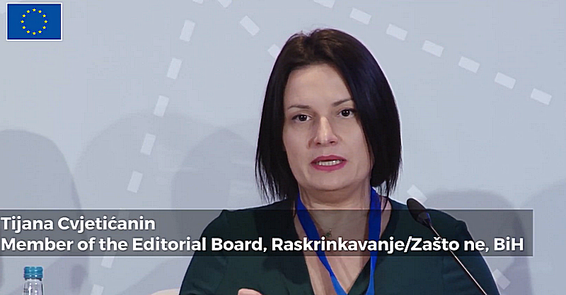 Ціяна Цвецічанін. Фота: скрыншот відэа Connecting Media Communities in the Age of Disinformation