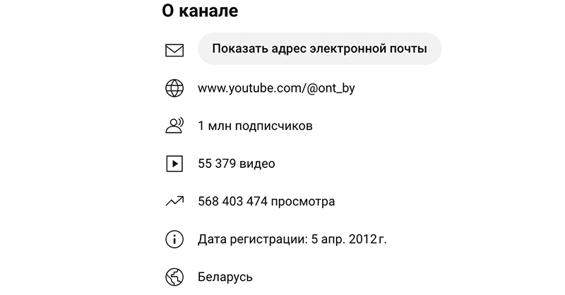 Скрыншот старонкі АНТ у YouTube