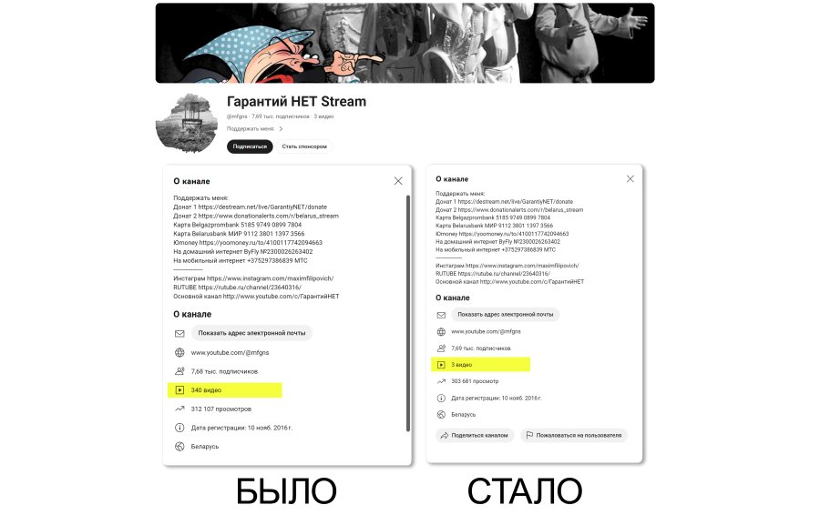 В январе 2024 года на канале стримов Максима Филиповича пропали почти все видео. Скриншот: Флагшток